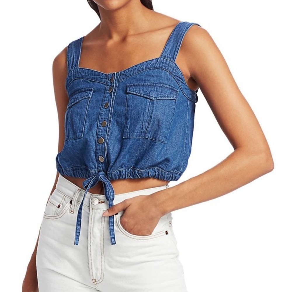 Free people Palm Desert Denim Top